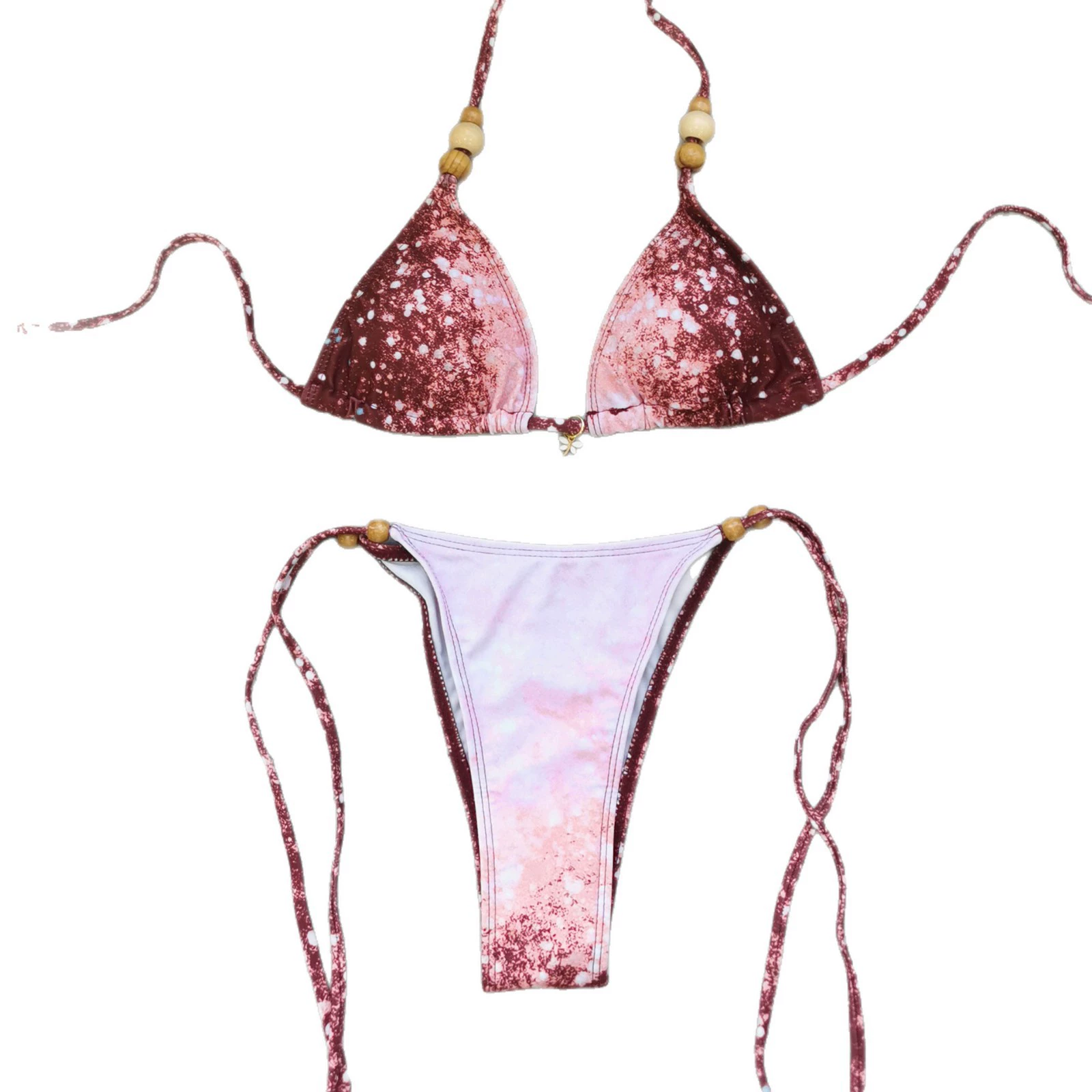 Beaded Triangle Bikini Set with Tie-Side Bottoms view 5