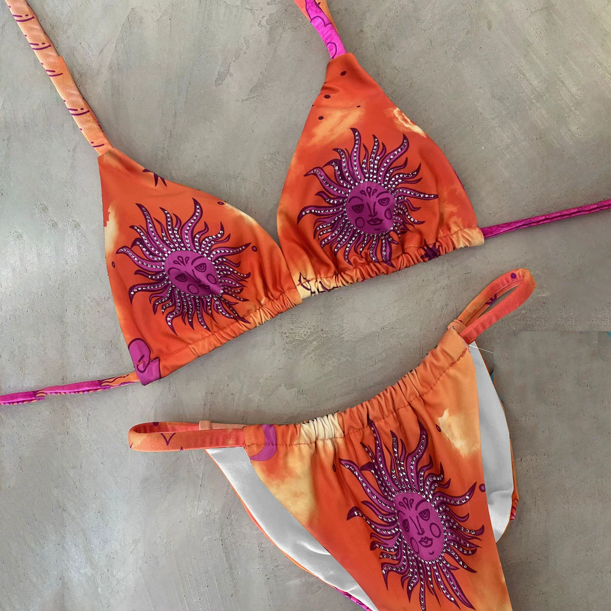 Two-Piece Triangle Bikini Set with Side Tie Bottoms