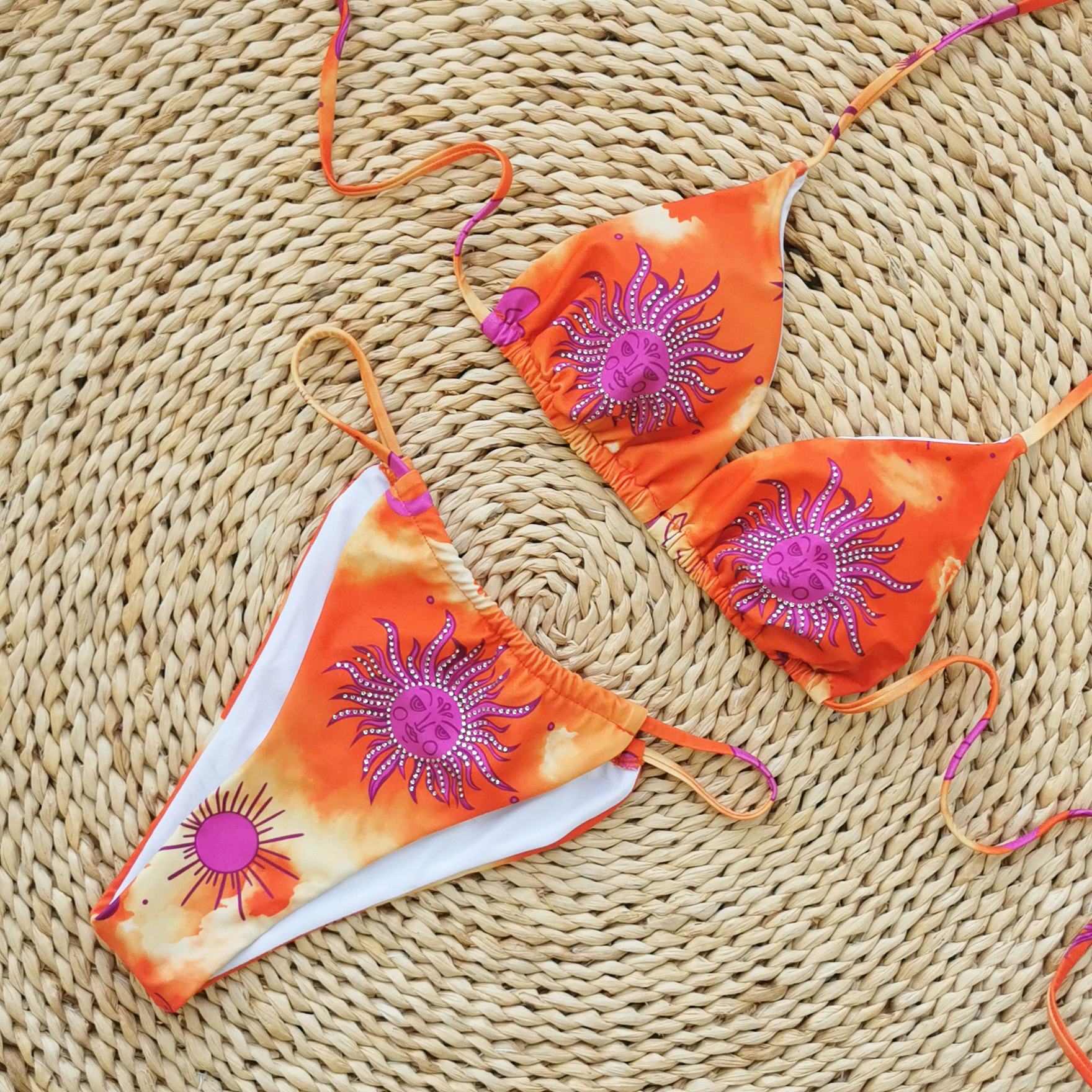 Two-Piece Triangle Bikini Set with Side Tie Bottoms