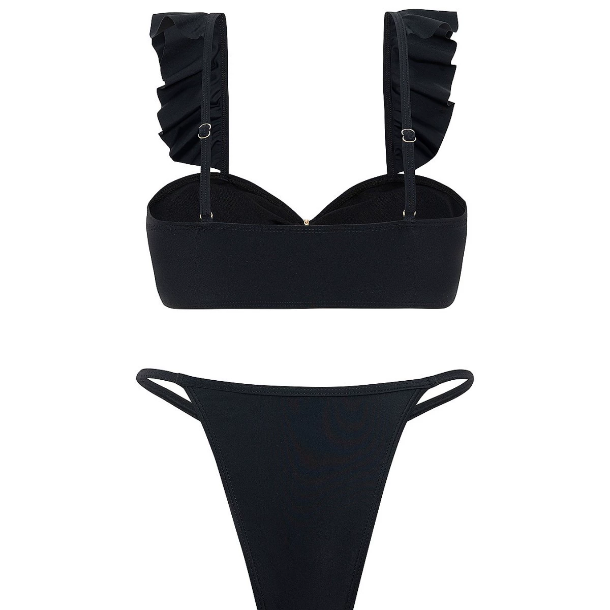 Ruffle Strap Bandeau Bikini with Brooch view 3