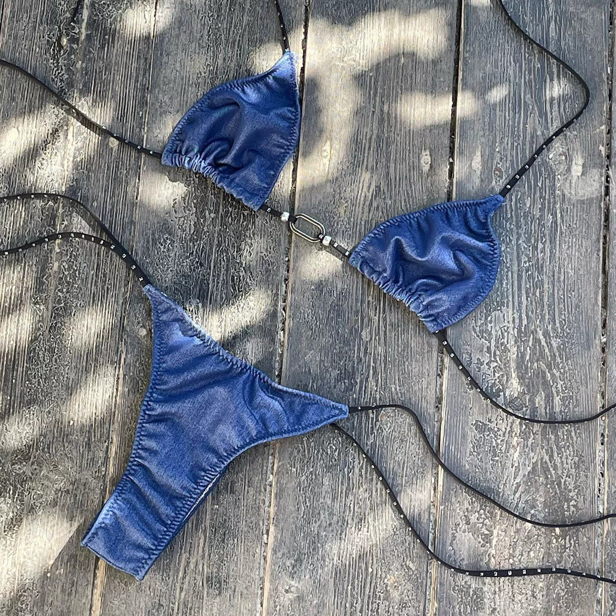 Triangle Bikini Set with Metal Ring and Side Ties