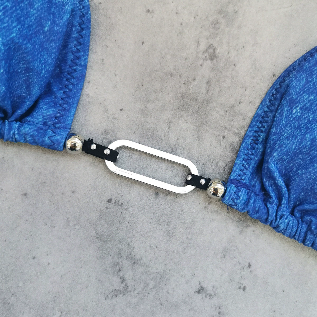 Triangle Bikini Set with Metal Ring and Side Ties view 3