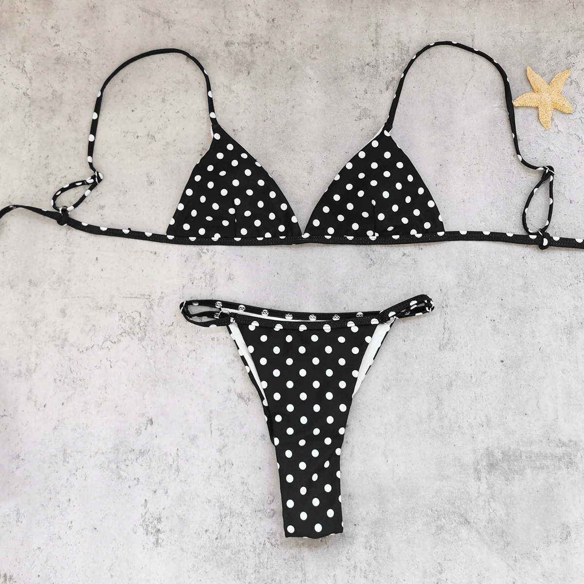 Two-Piece Triangle Bikini Set with Adjustable Straps and Tie Back view 3