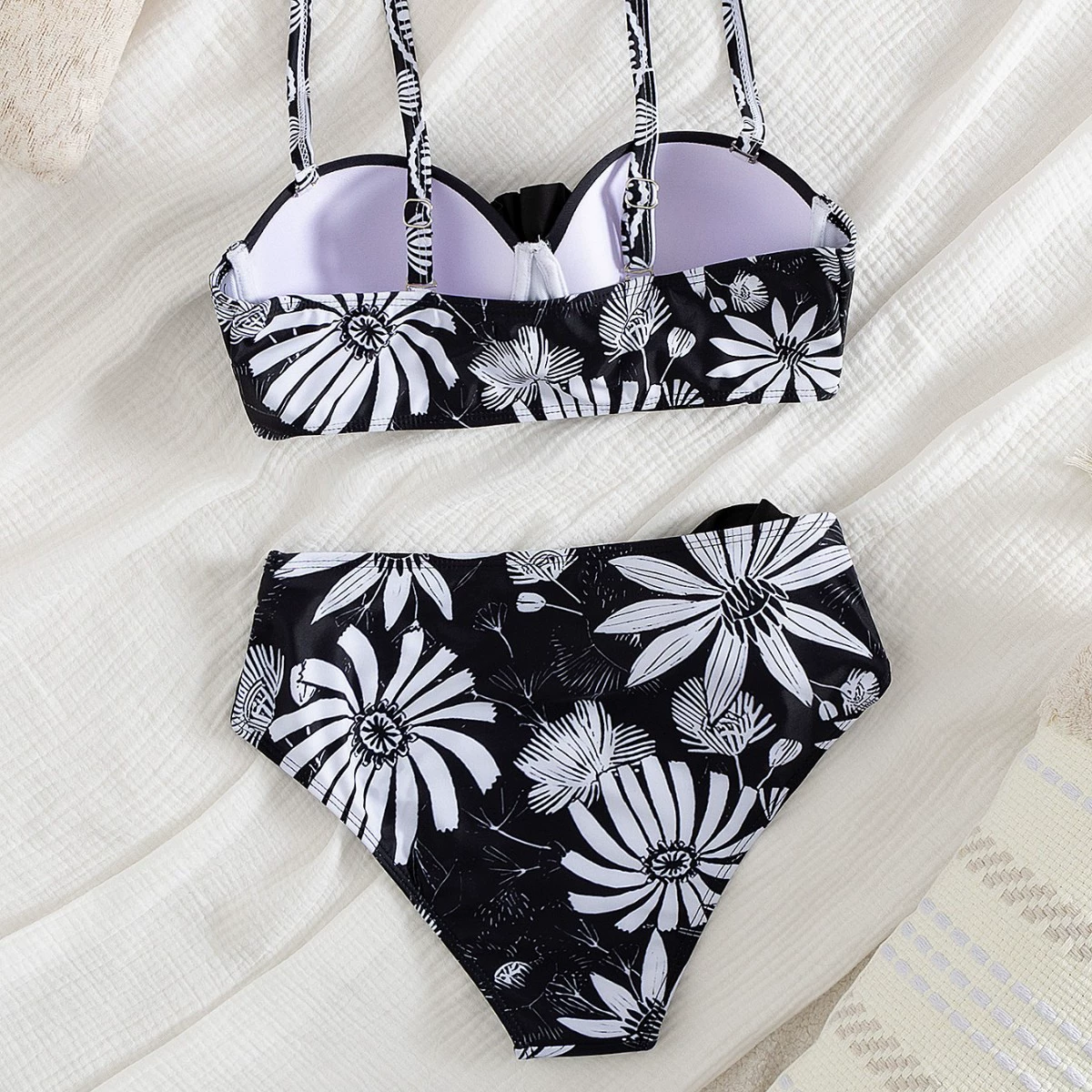 High-Waist Two-Piece Bikini with Ruffle Detail