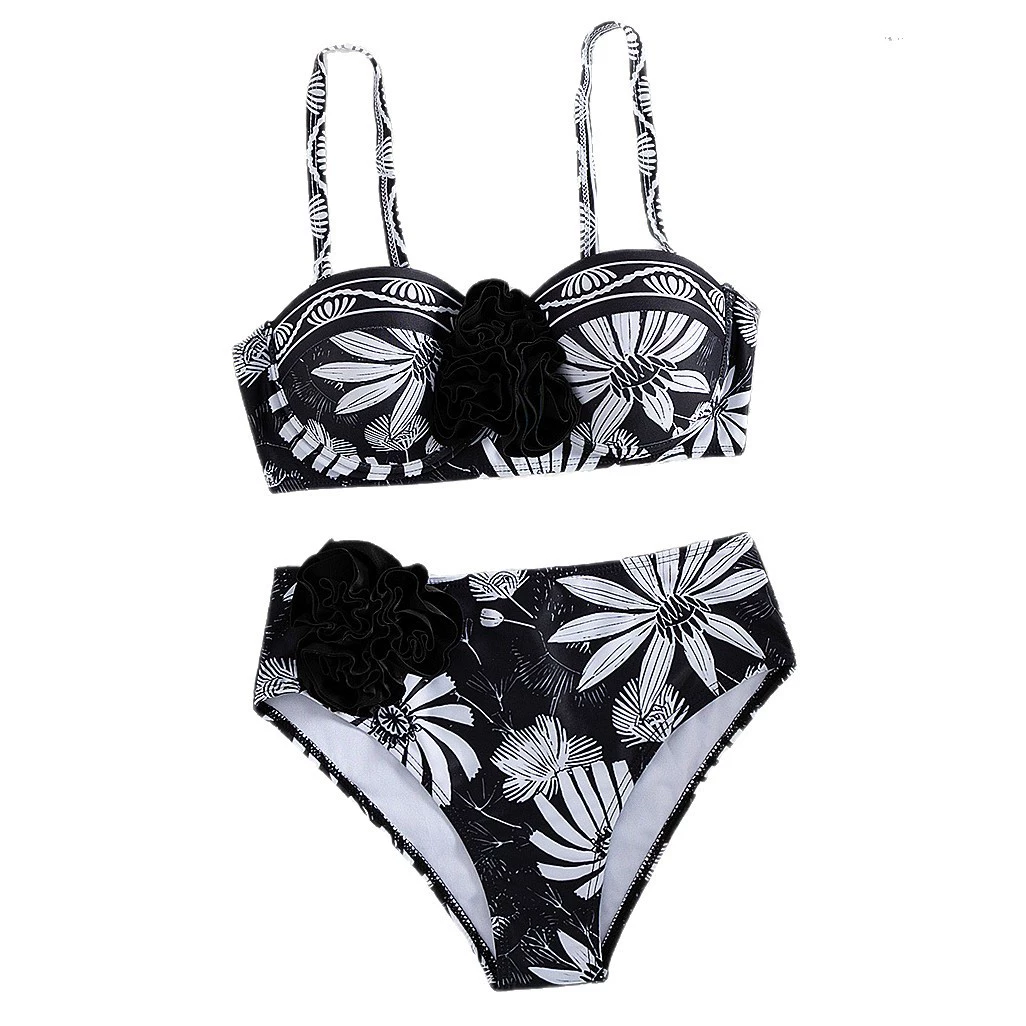 High-Waist Two-Piece Bikini with Ruffle Detail view 5