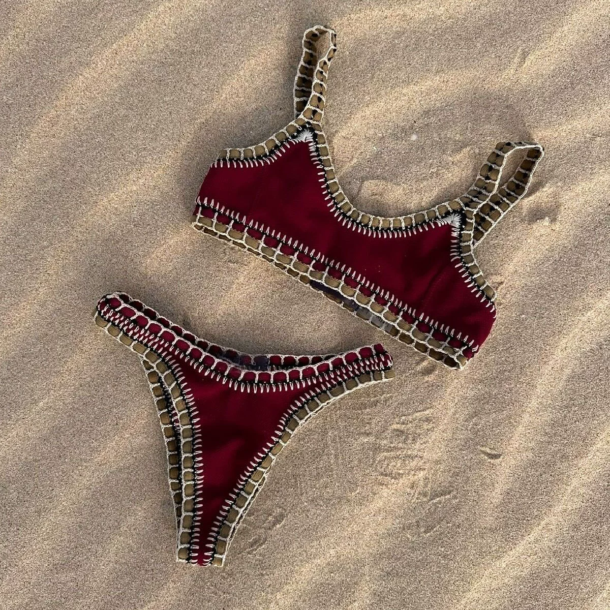 Two-Piece Crochet Trim Bikini Set