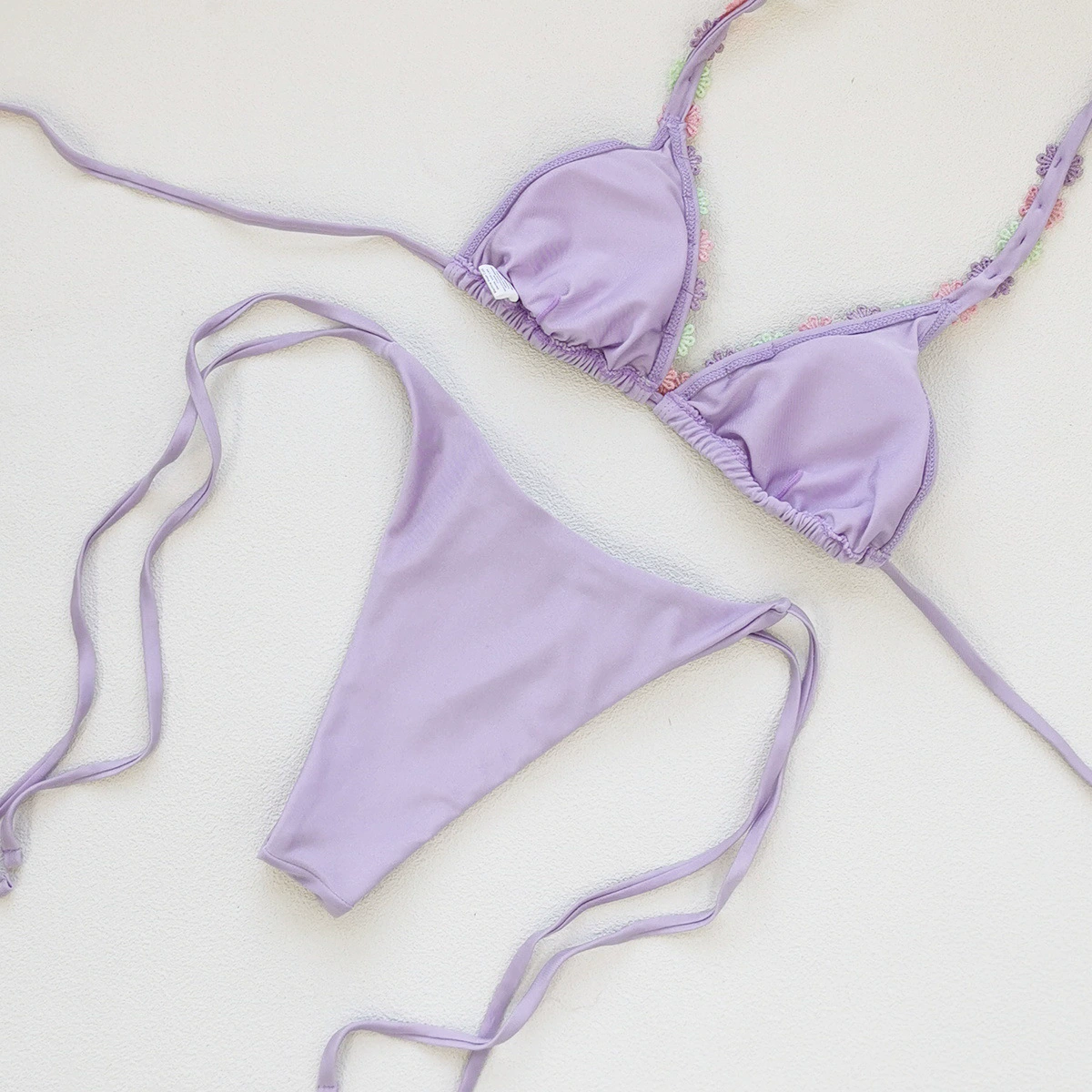 Halter Triangle Bikini Set with Side-Tie Ruched Bottom view 4