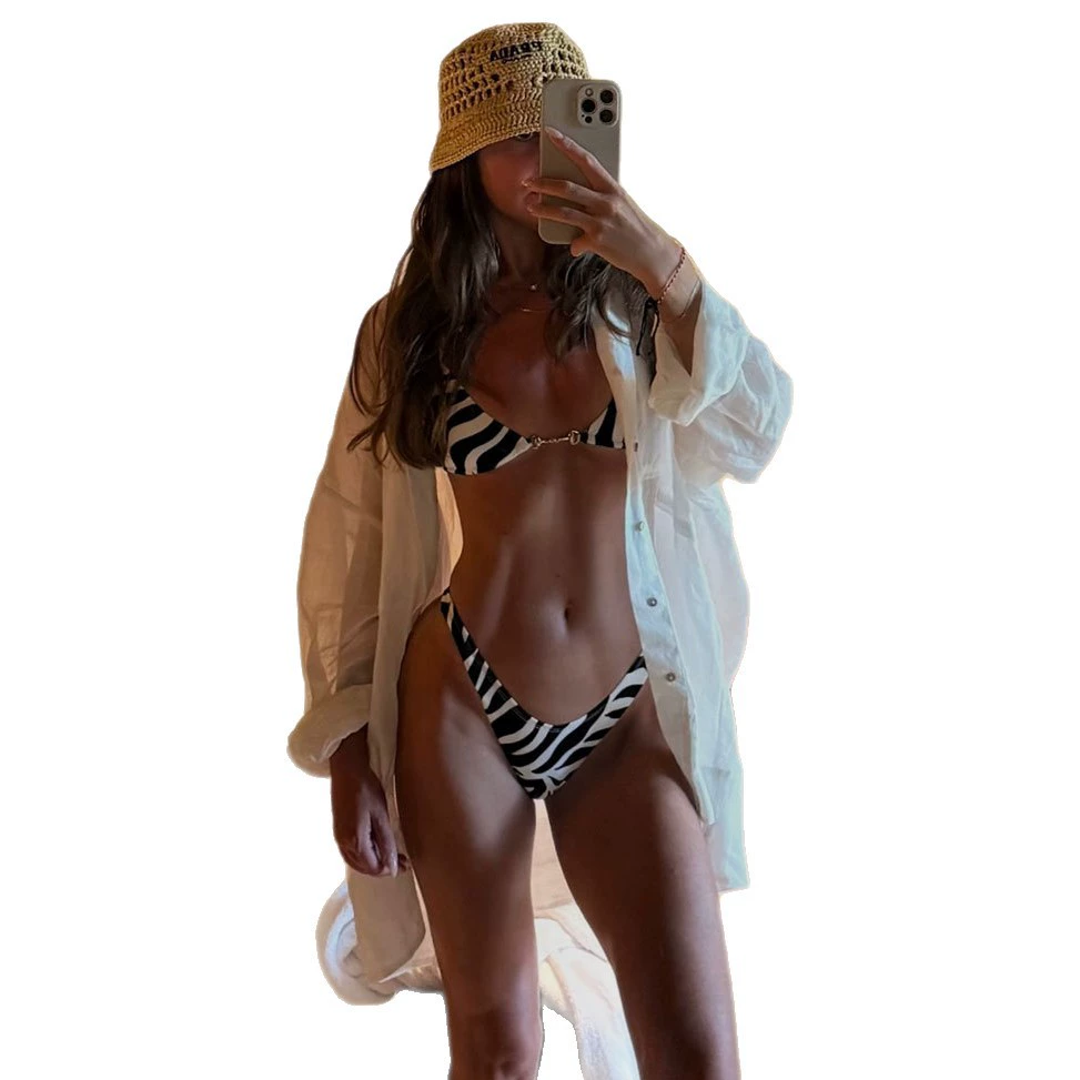 Two-Piece Triangle Bikini Set with Halter Neck and Side-Tie Bottoms view 5