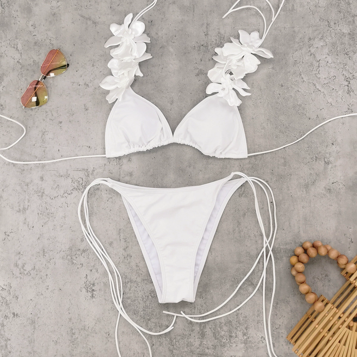 Triangle Bikini Set with Halter Straps and Side Ties view 3