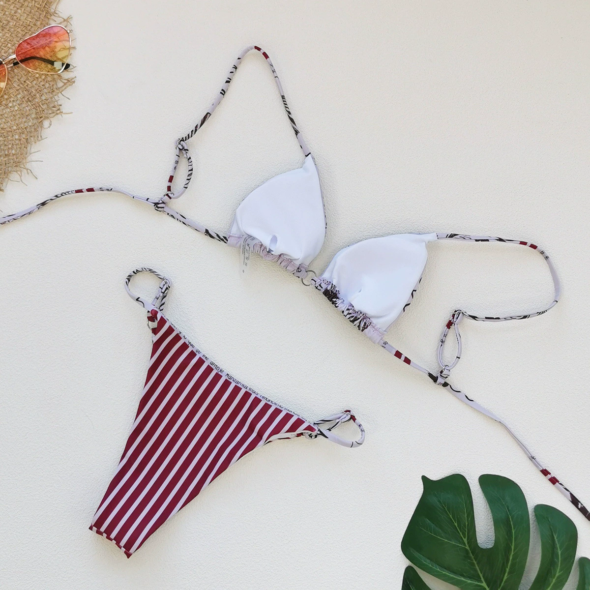 Two-Piece Triangle Halter Bikini Set with High-Cut Bottoms view 3