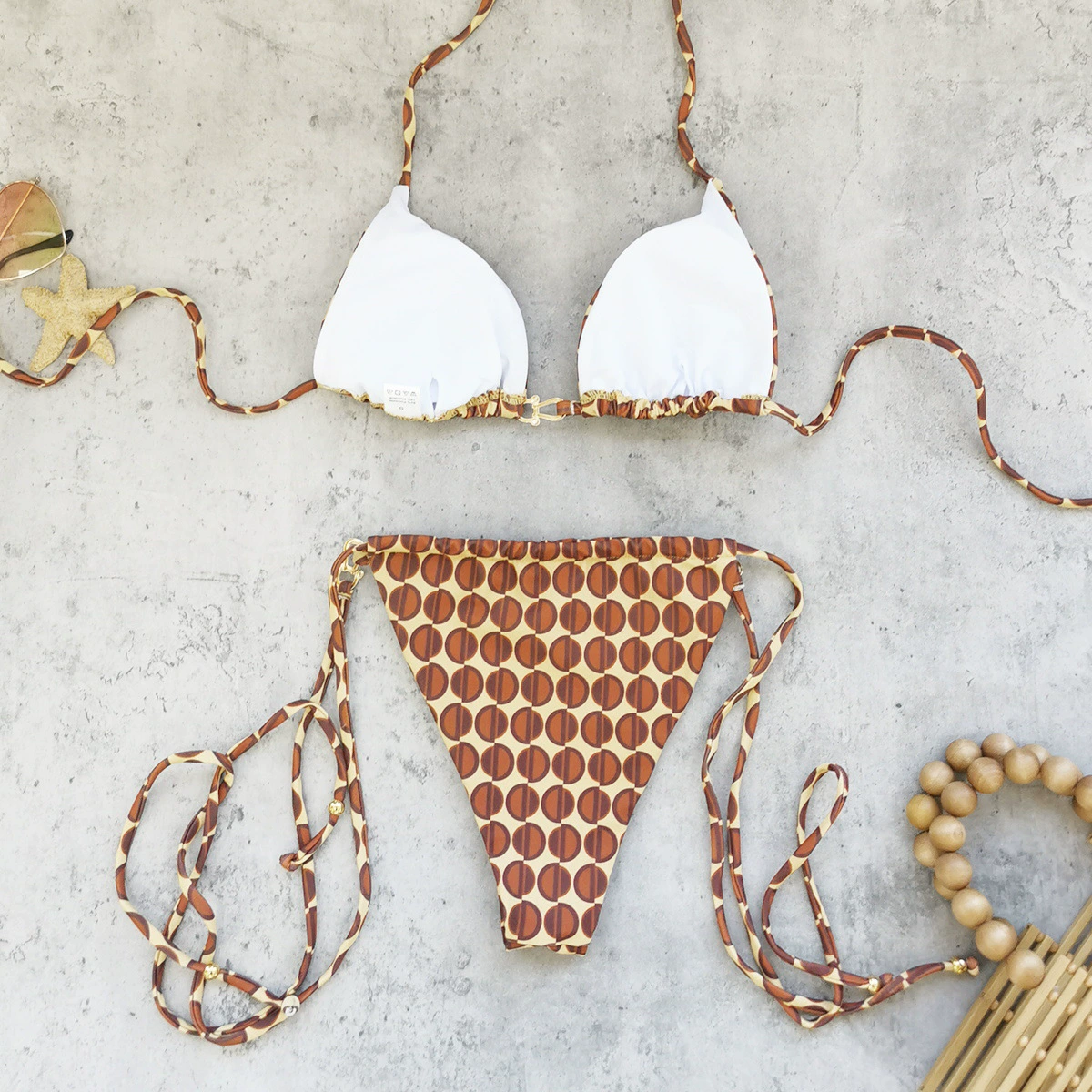 Two-Piece Triangle Bikini Set with Halter Top and Side Ties view 4