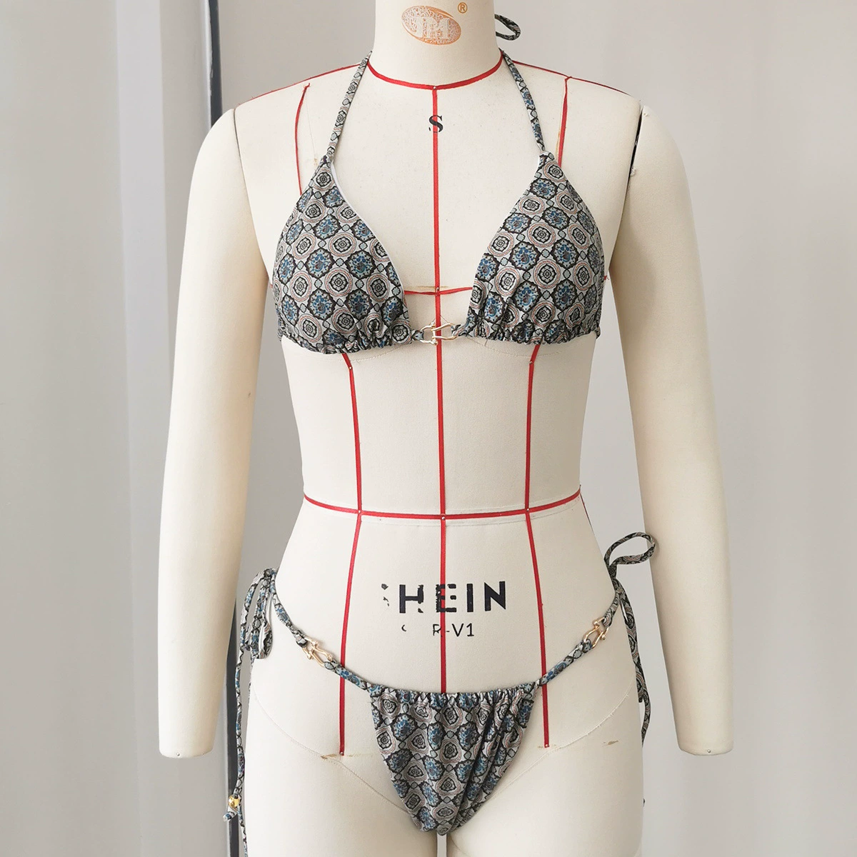 Two-Piece Triangle Bikini Set with Halter Top and Side Ties view 8
