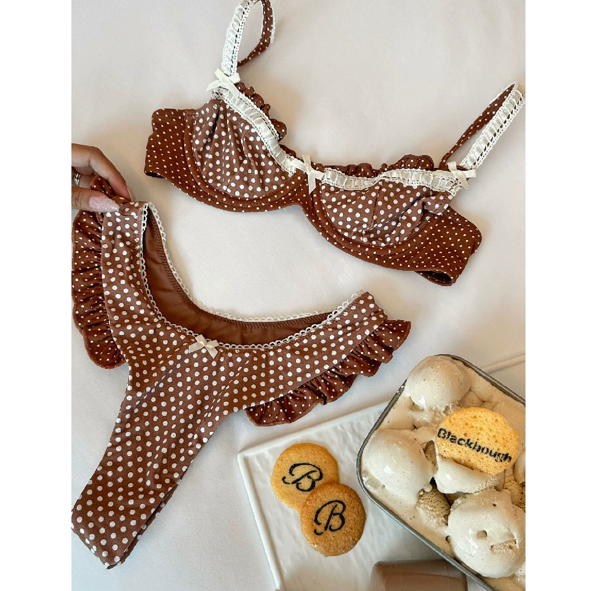 Two-Piece Halter Bikini Set with Ruffle Trim