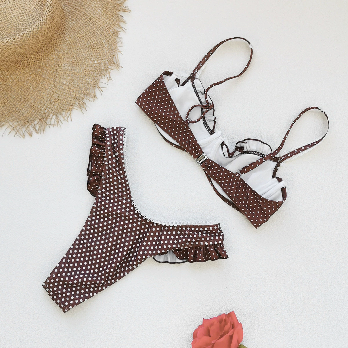 Two-Piece Halter Bikini Set with Ruffle Trim view 4