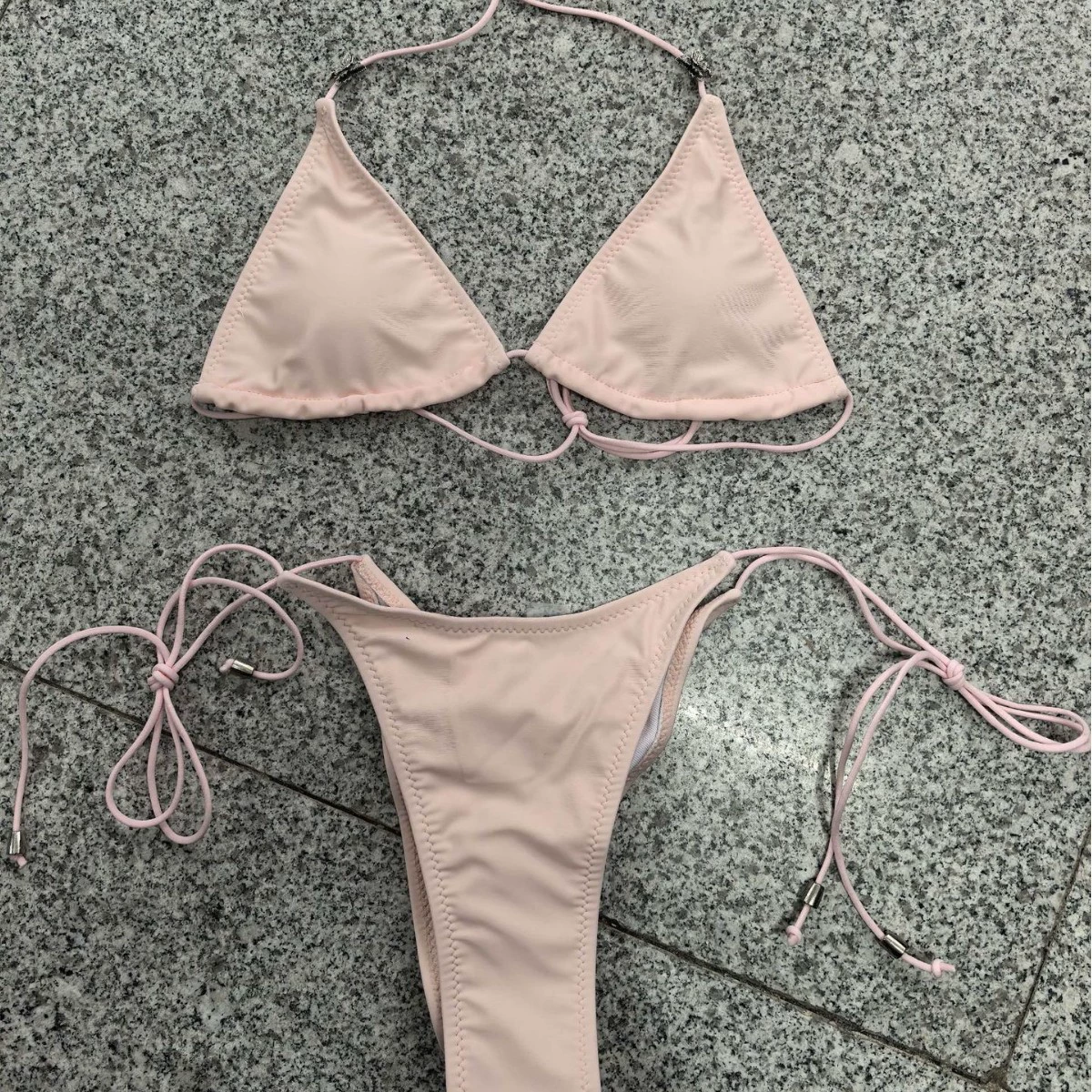 Triangle Halter Bikini Set with Adjustable Straps view 3
