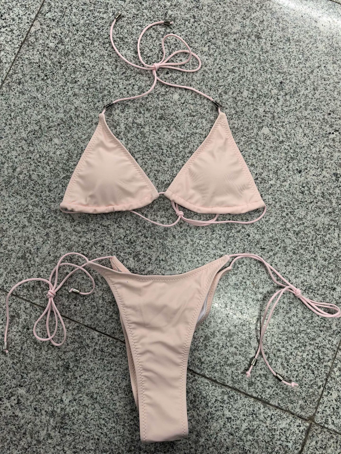 Triangle Halter Bikini Set with Adjustable Straps view 6