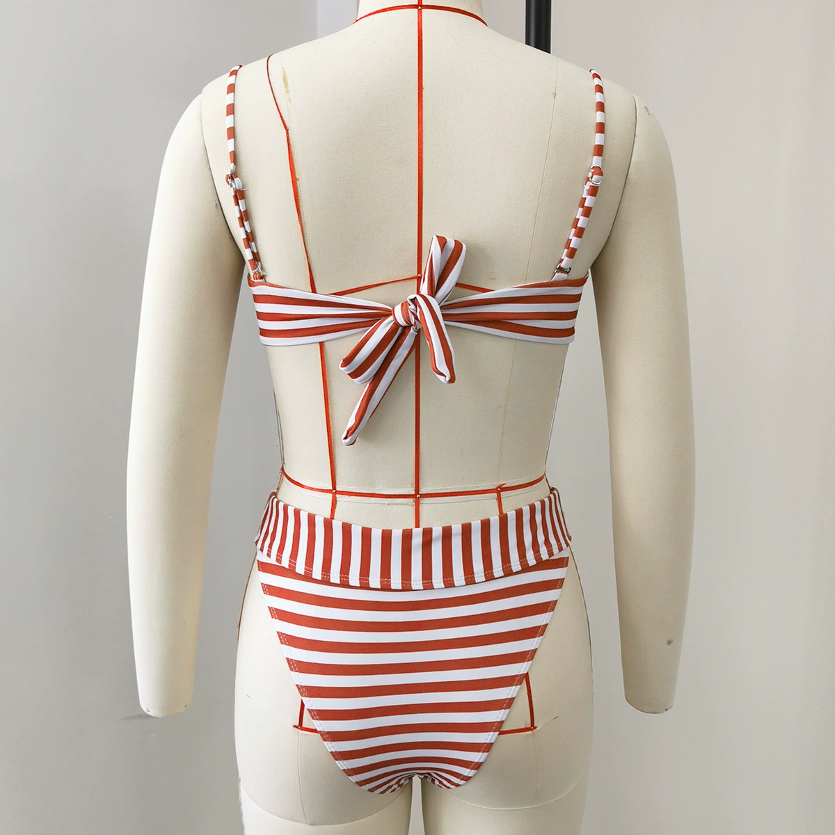 Two-Piece Bikini Set with Adjustable Straps and High Waist Bottom view 3