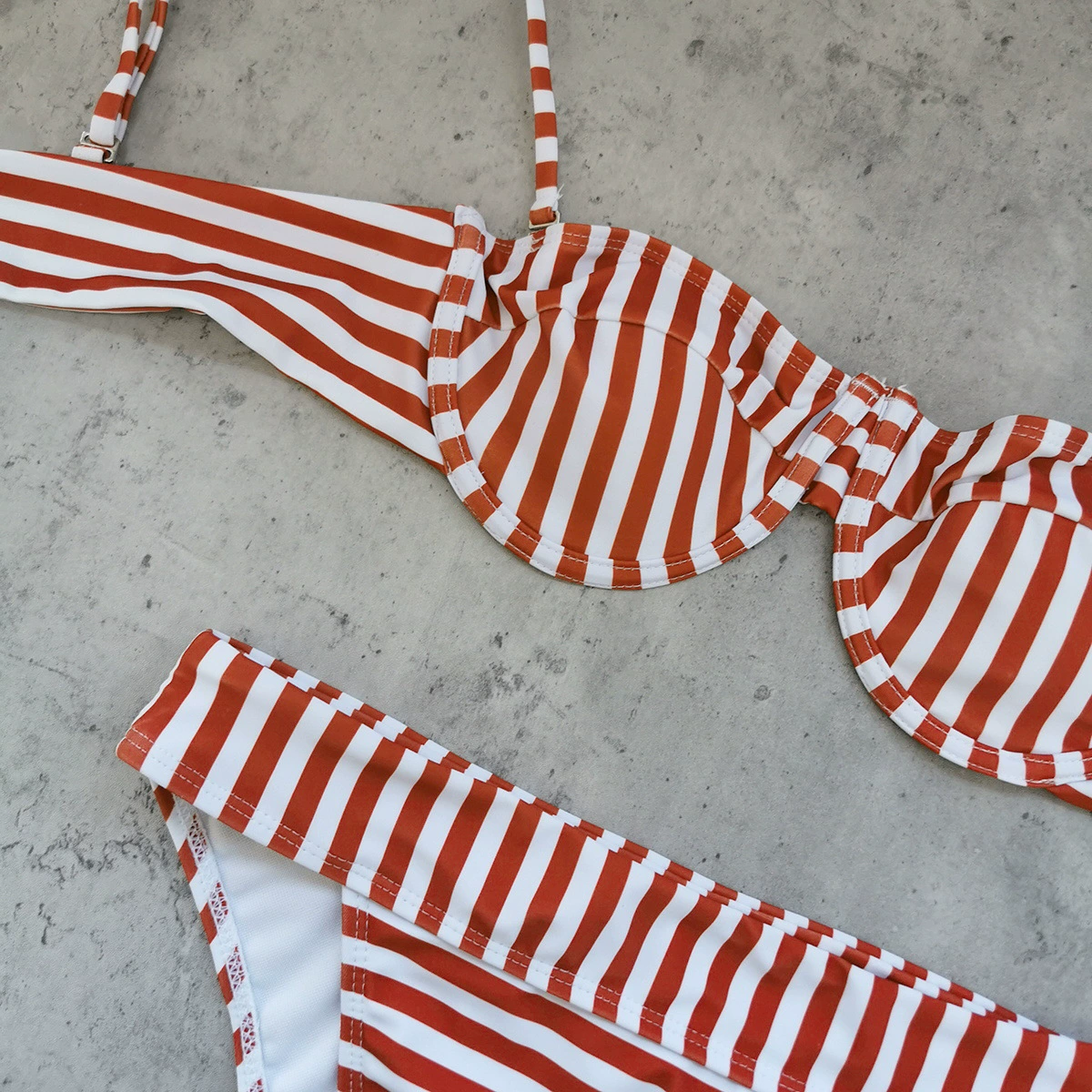 Two-Piece Bikini Set with Adjustable Straps and High Waist Bottom view 4