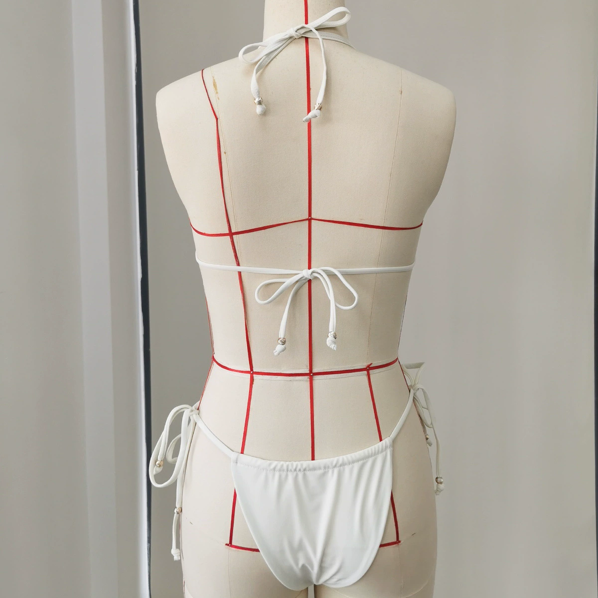 Beaded Halter Triangle Bikini Set view 3