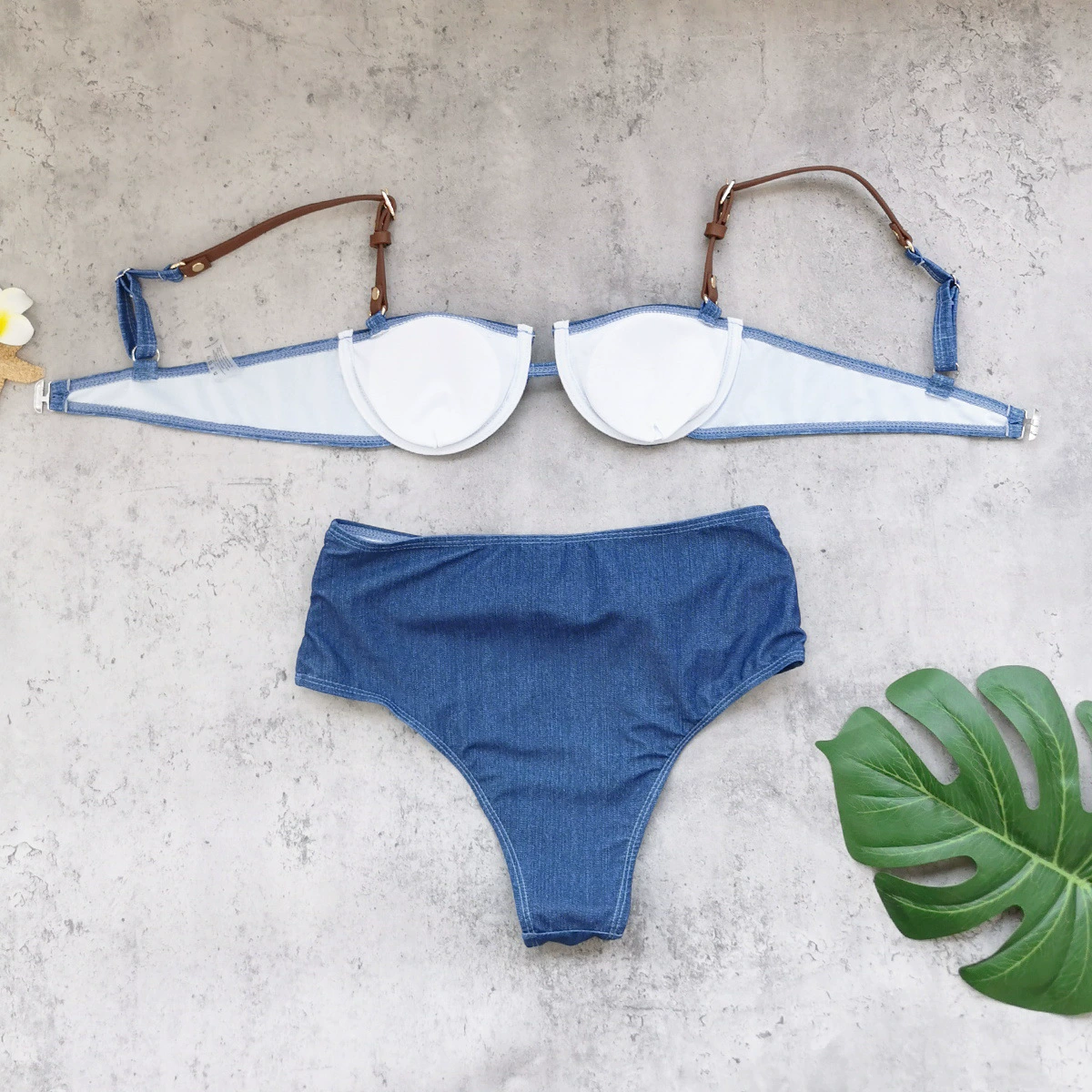 Two-Piece Balconette Bikini Set with High-Waisted Belted Bottom view 4