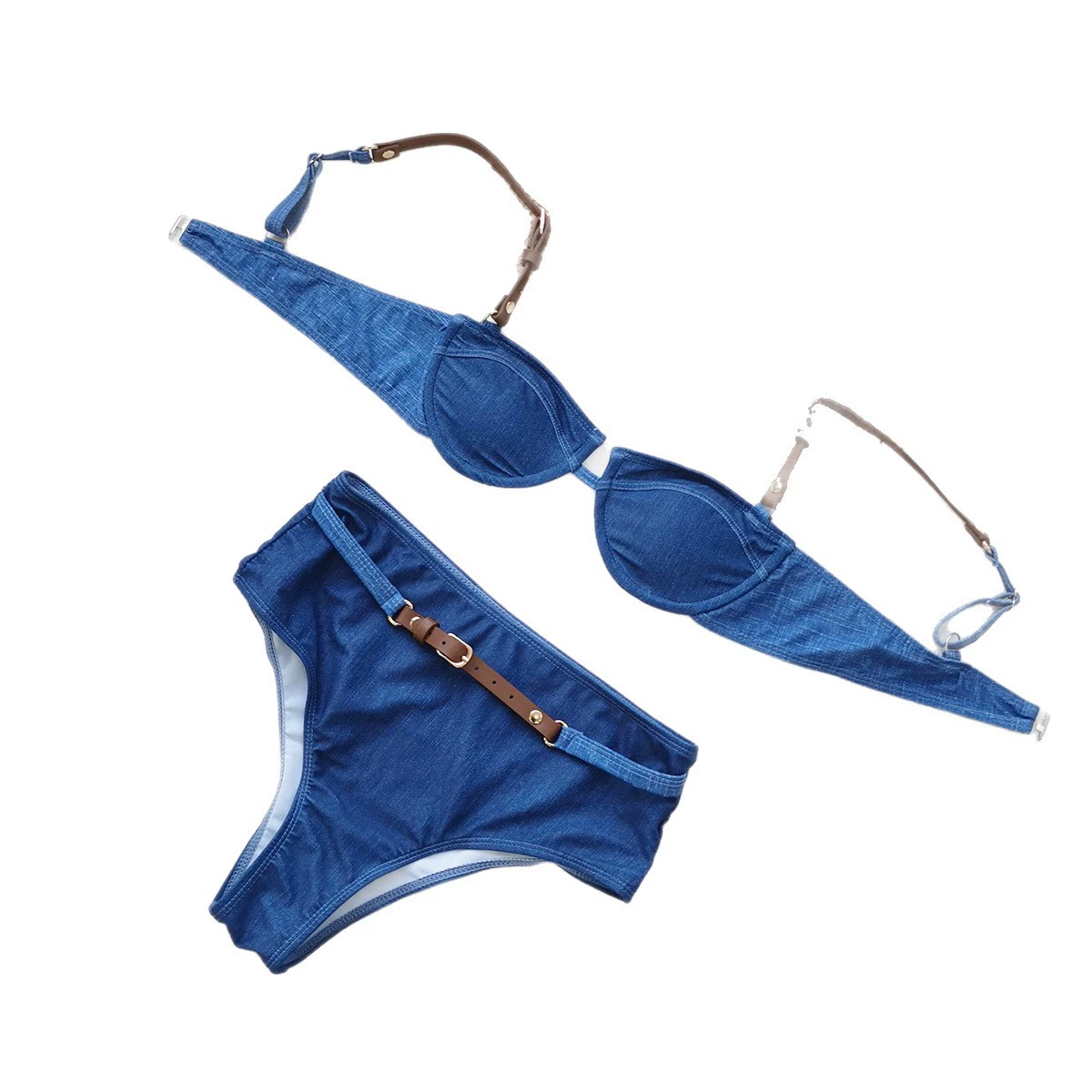 Two-Piece Balconette Bikini Set with High-Waisted Belted Bottom view 5