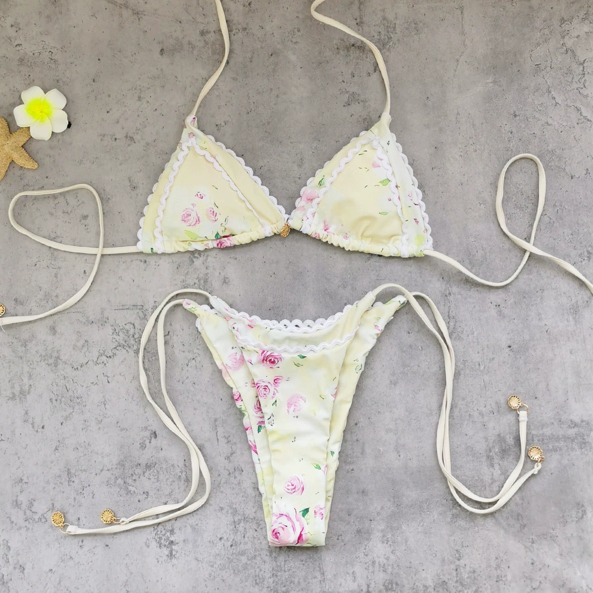 Women's Halter Triangle Bikini Set with Side Ties view 3