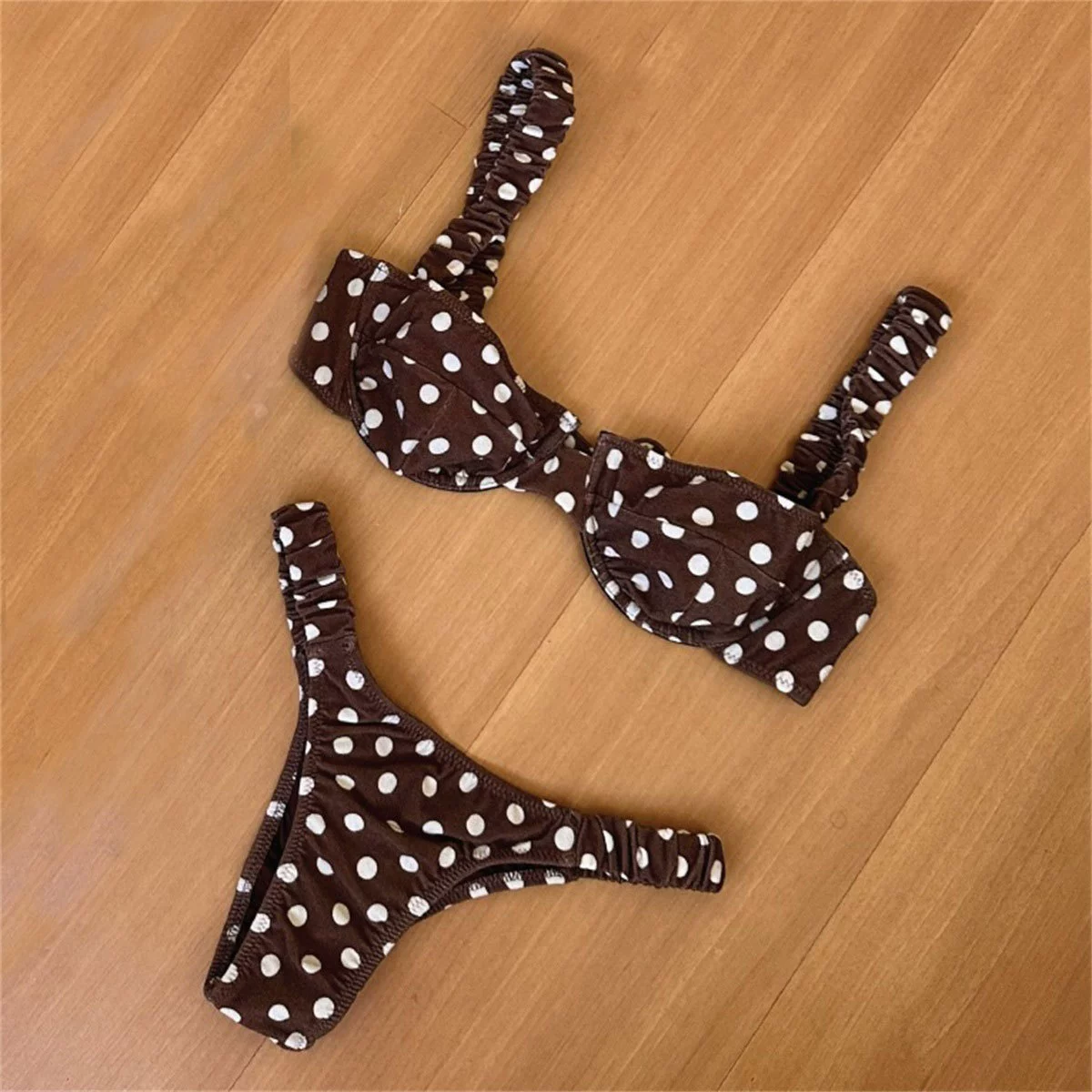 Two-Piece Swimwear with Underwire Bra and Side-Tie Bikini Bottom