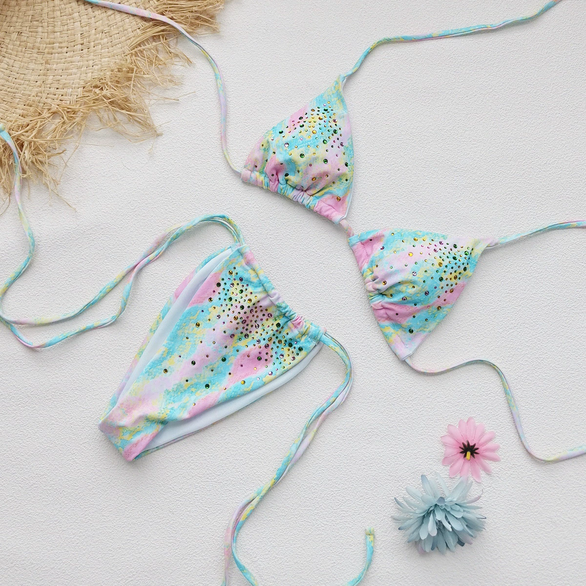 Triangle Top Side Tie Bikini Set view 3