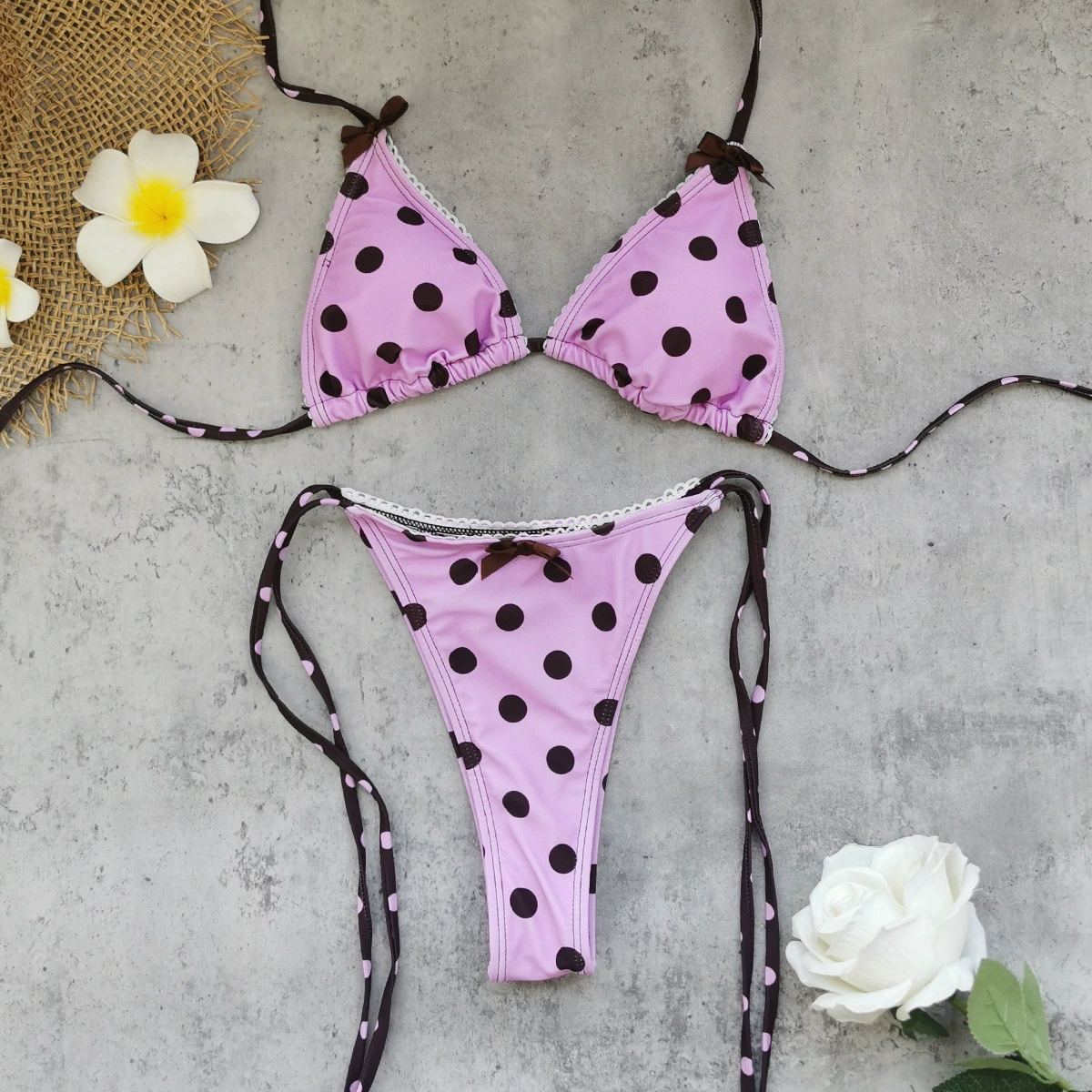 Women's Triangle Halter Bikini Set with Side Ties view 3