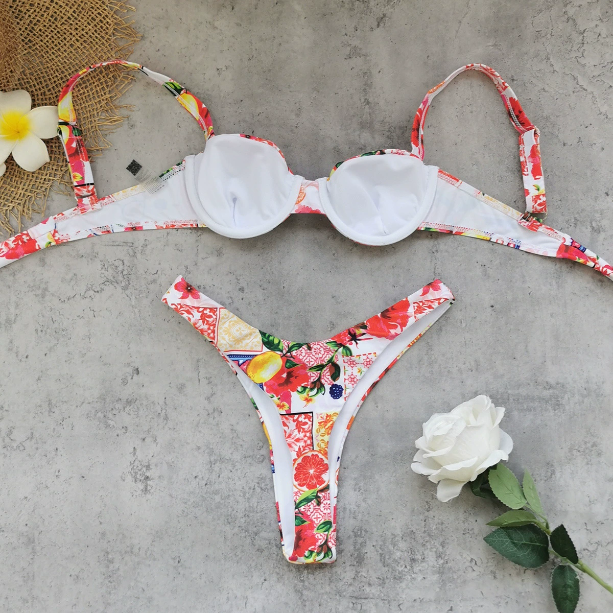 Two-Piece Balconette Bikini Set with Tie Back and High-Leg Thong view 4