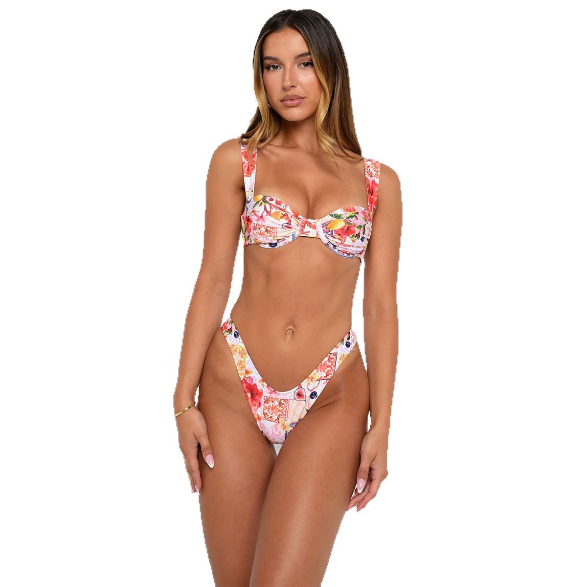 Two-Piece Balconette Bikini Set with Tie Back and High-Leg Thong view 5