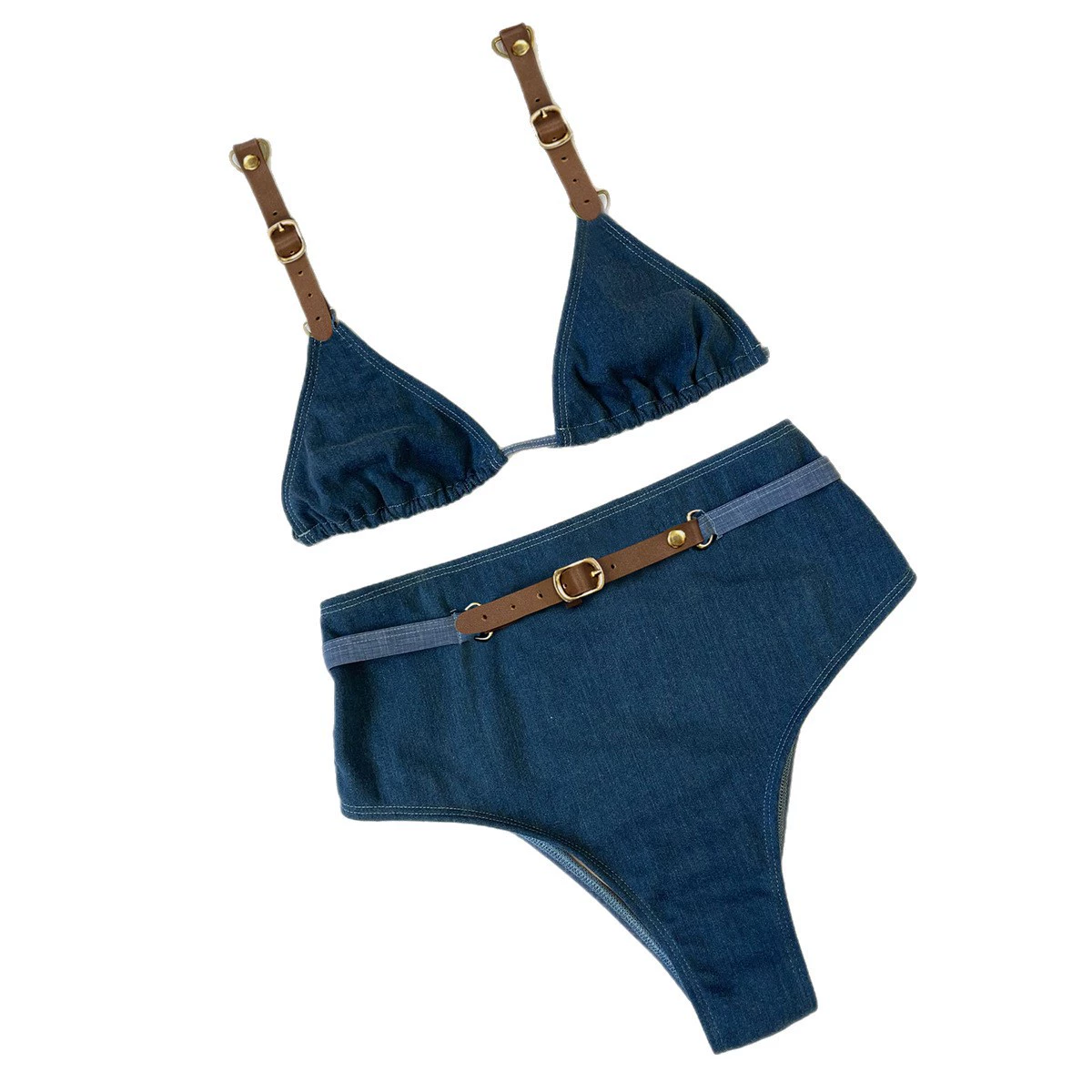 Belted Halter Bikini Set with High-Waist Bottoms view 5