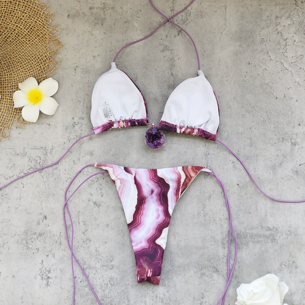 Triangle String Bikini Set with Pendant view 3
