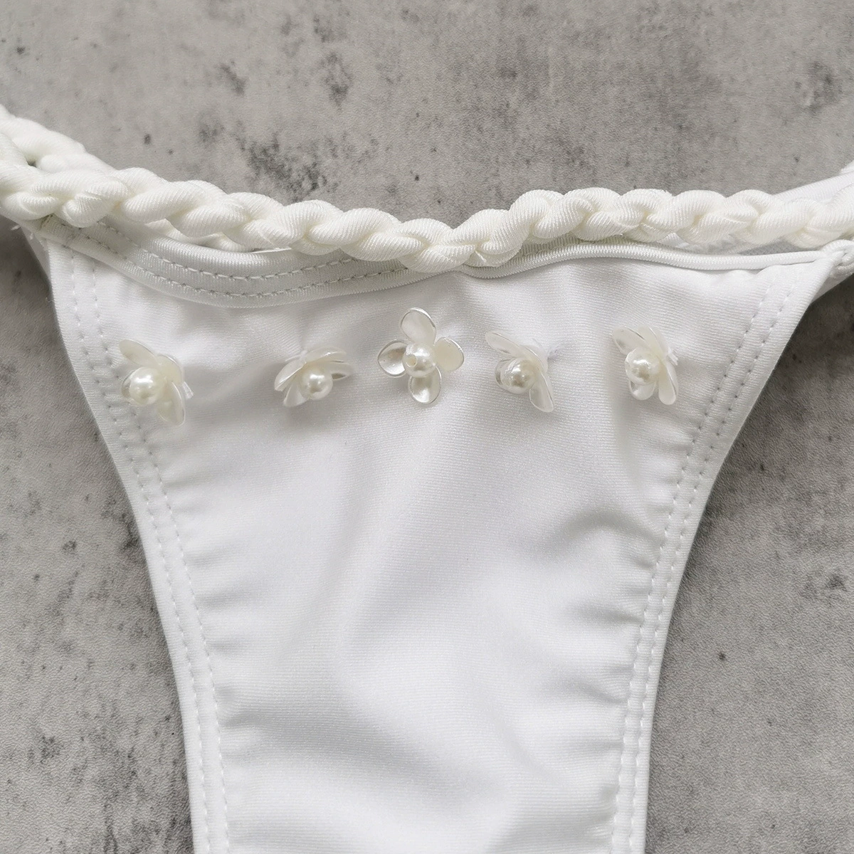 Braided Halter Triangle Bikini Set with Bead Accents view 3