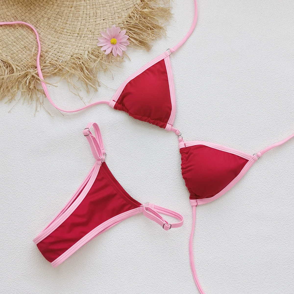 Women’s Halter Triangle Bikini Set with Side Ties