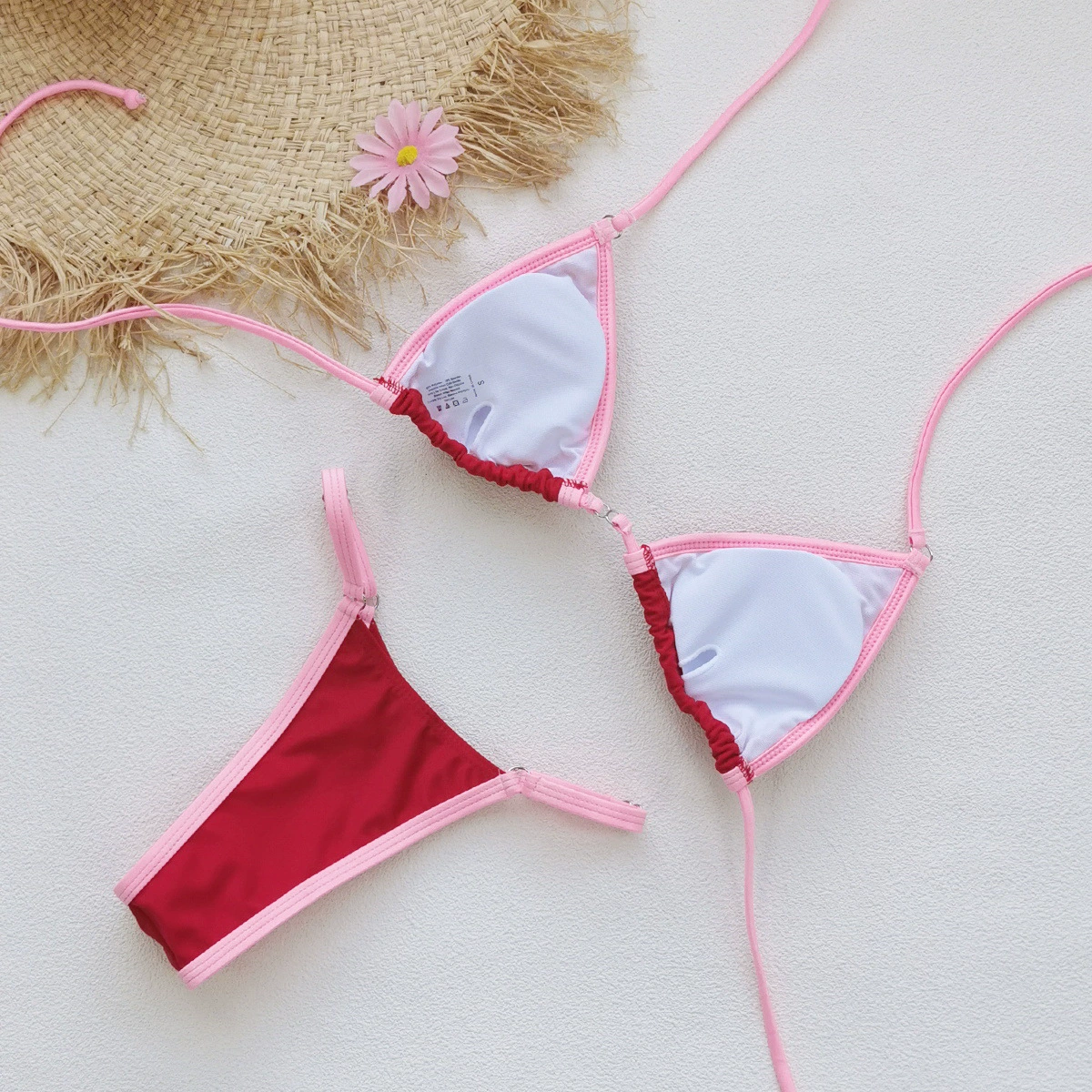 Women's Halter Triangle Bikini Set with Side Ties view 3
