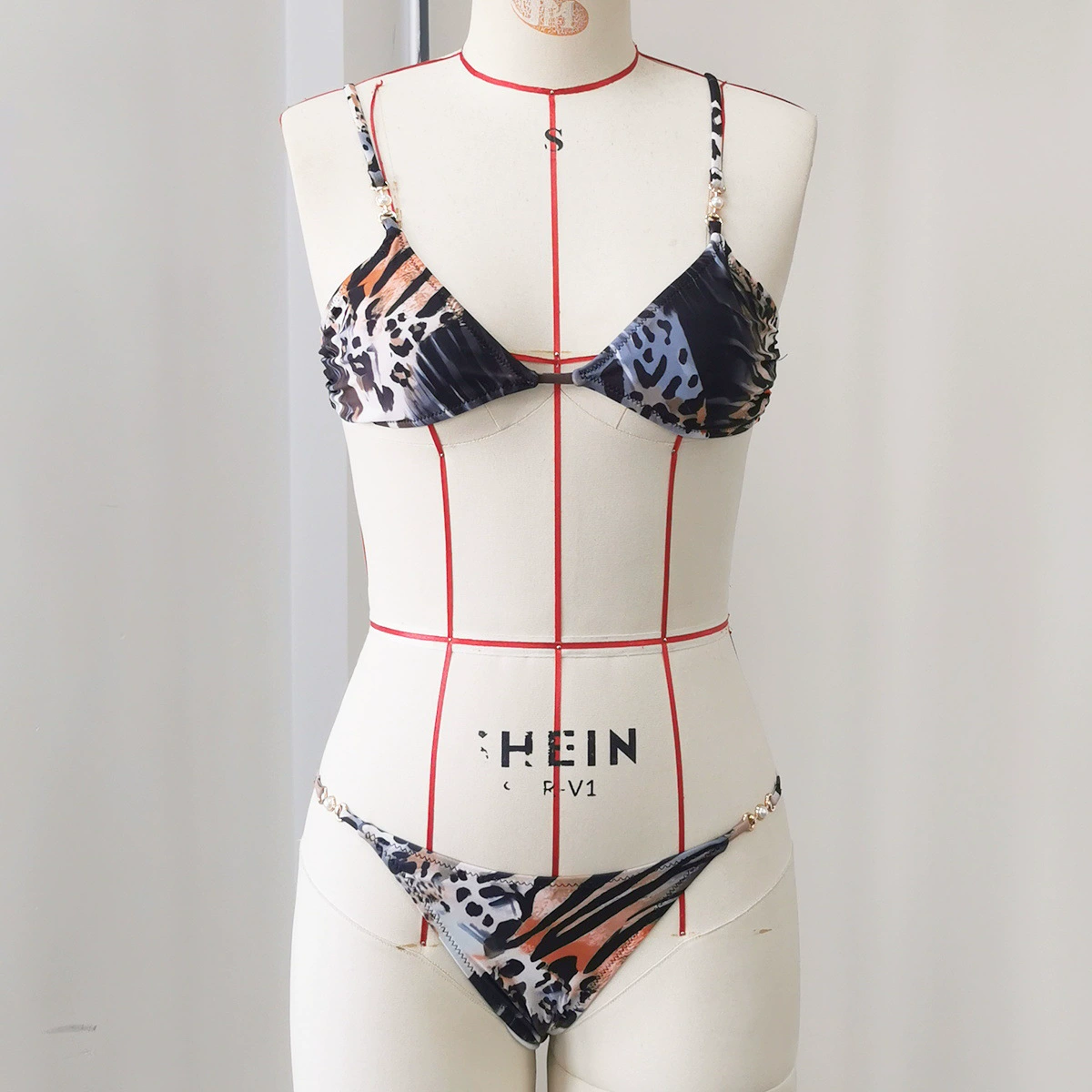 Two-Piece Triangle Bikini Set with Pearl Accents view 6