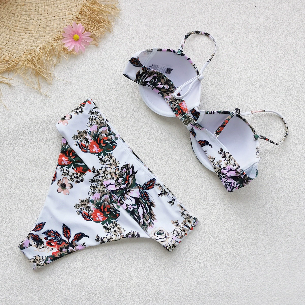 Two-Piece Bikini Set with Underwire Bra and High-Waisted Bottom view 3