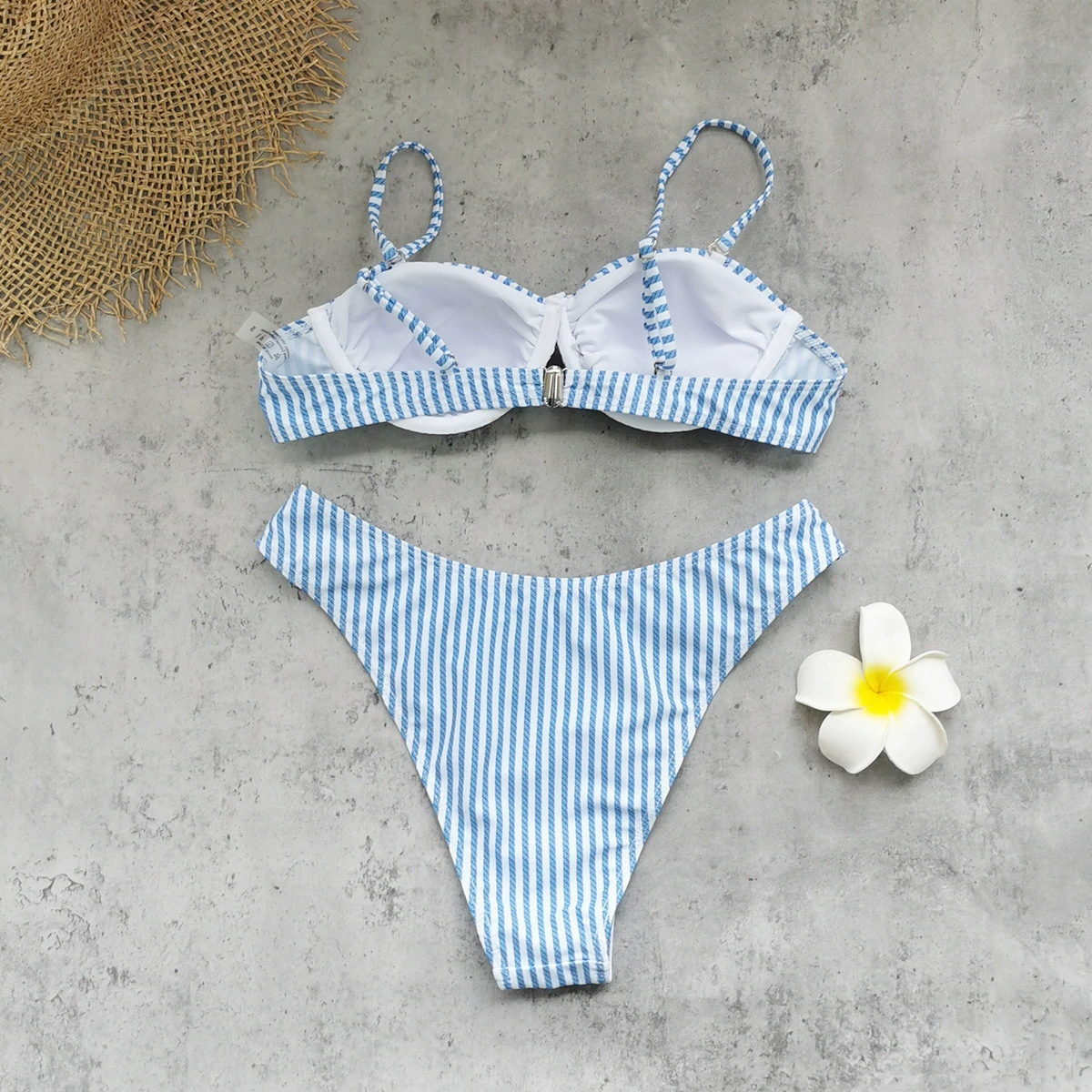 Spaghetti Strap Bandeau Bikini Set with High-Cut Legs view 4