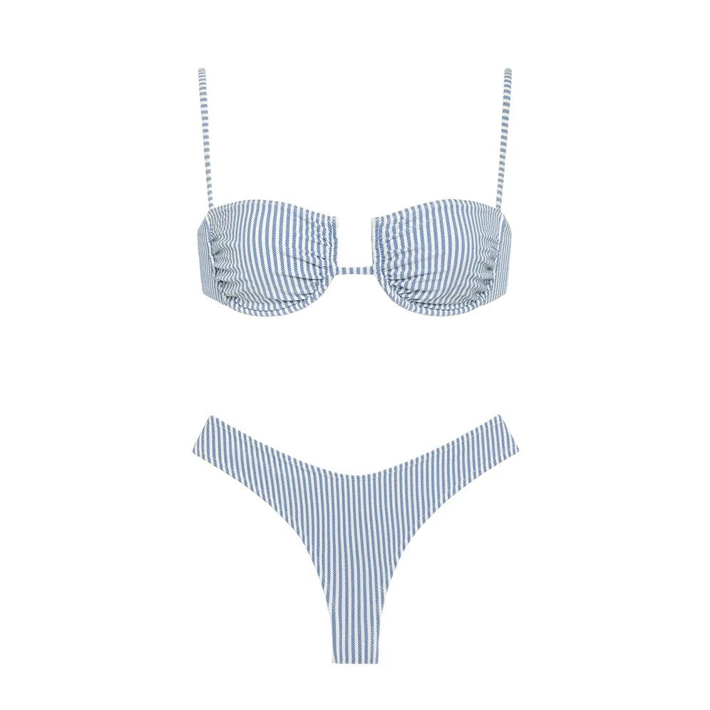 Spaghetti Strap Bandeau Bikini Set with High-Cut Legs view 5