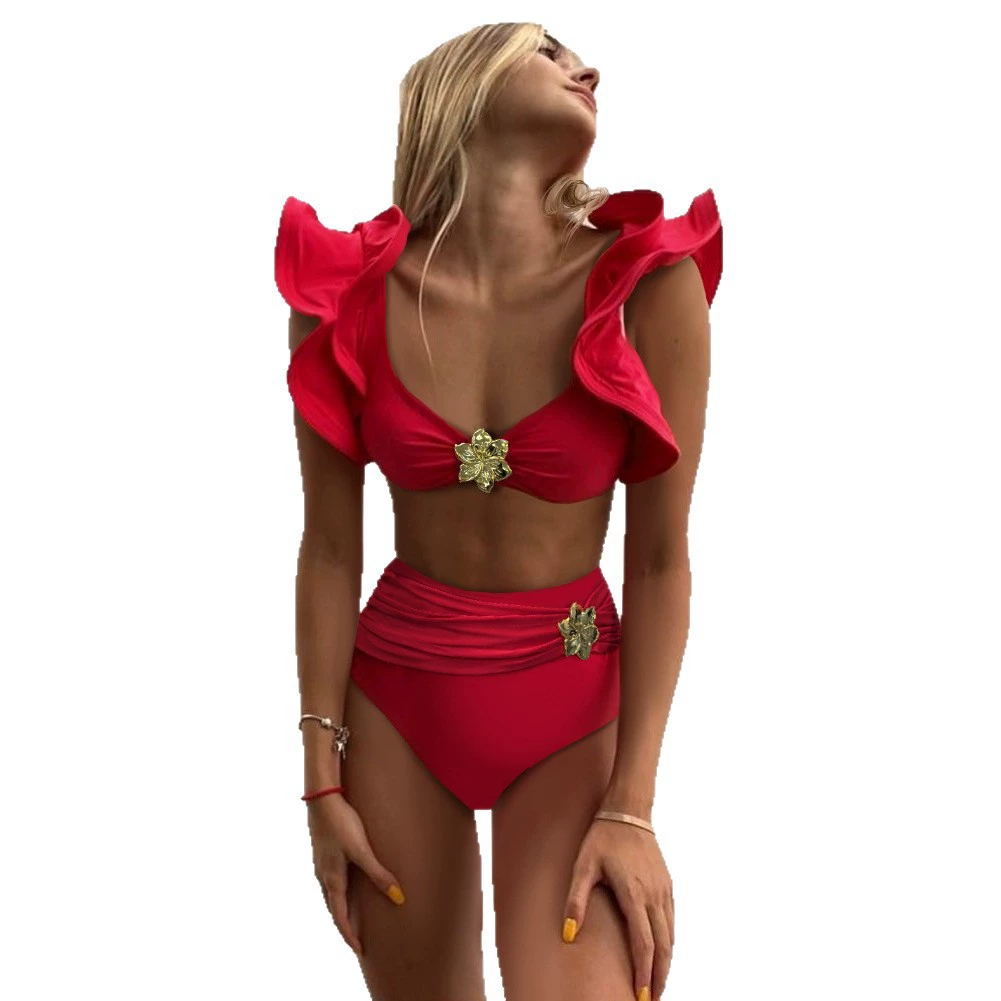 Ruffled Two-Piece Bikini Set with High-Waisted Bottom view 5