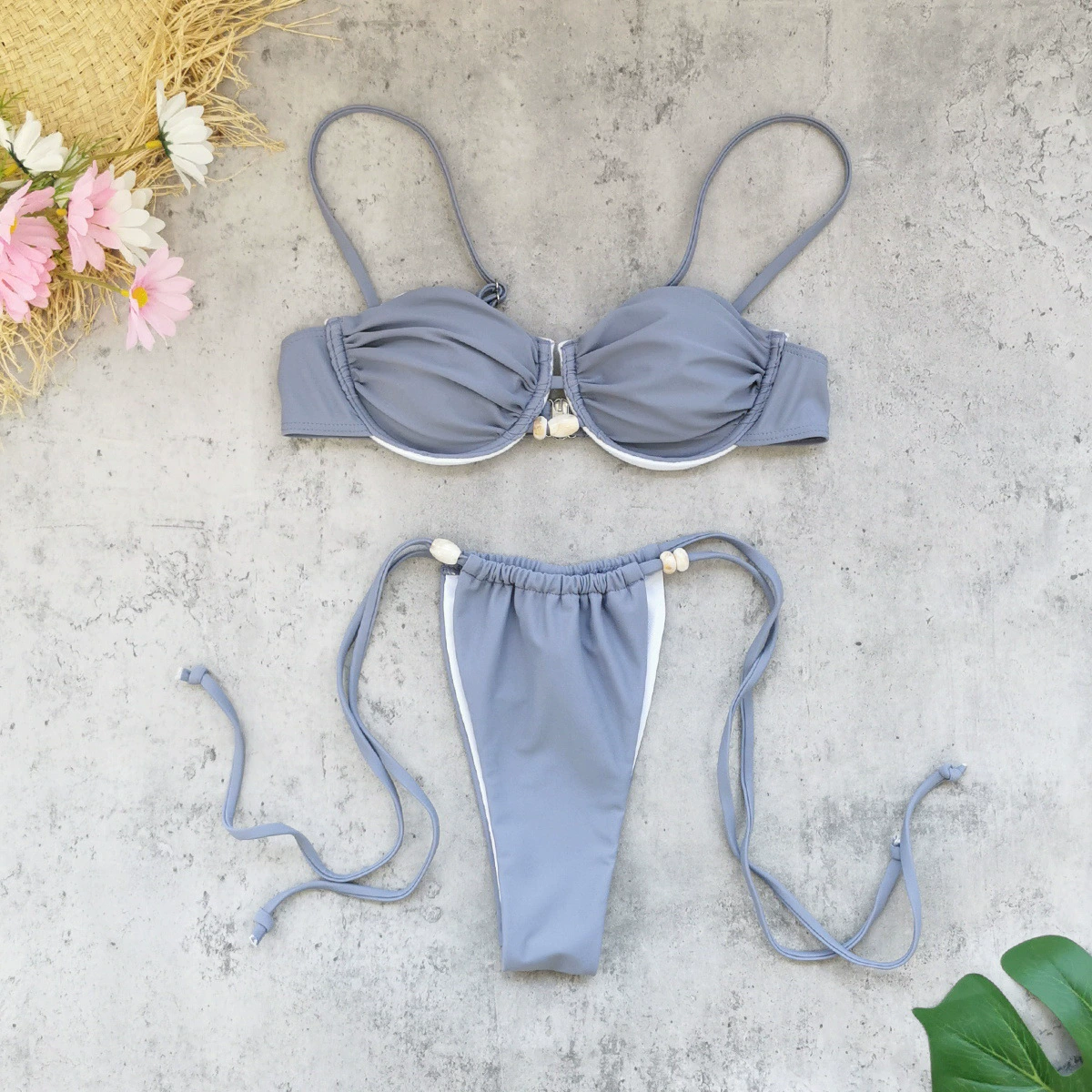 Twist Front Bandeau Bikini with Side-Tie Bottoms