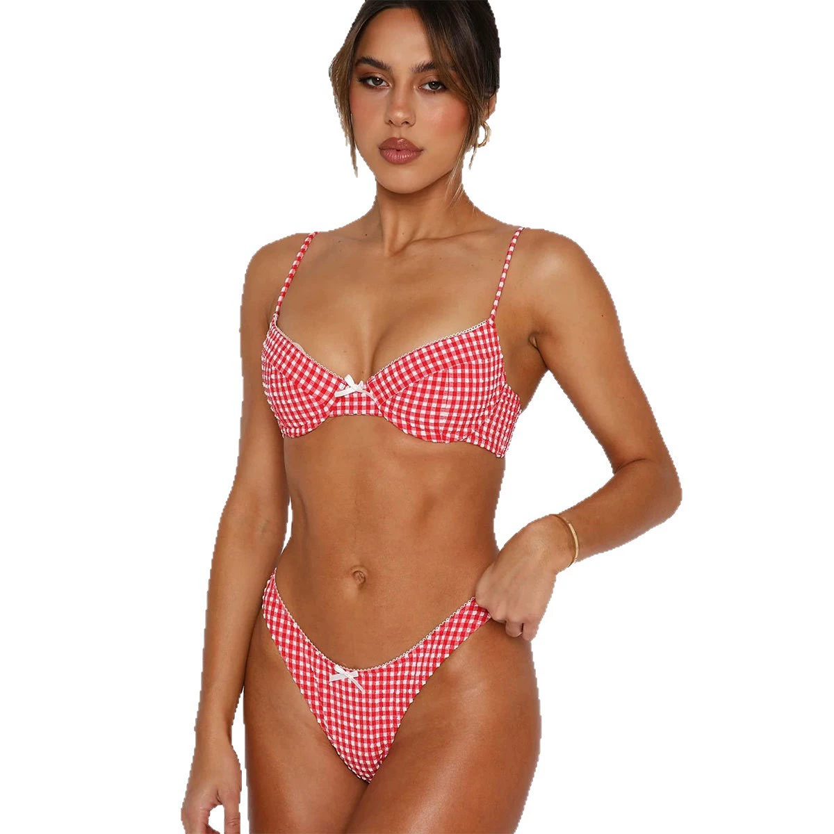 Women's Underwire Bikini Set with Adjustable Straps and High-Cut Bottom view 5