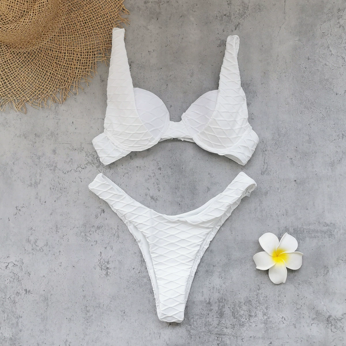 Wide Strap Molded Cup Bikini Set with High-Cut Bottom