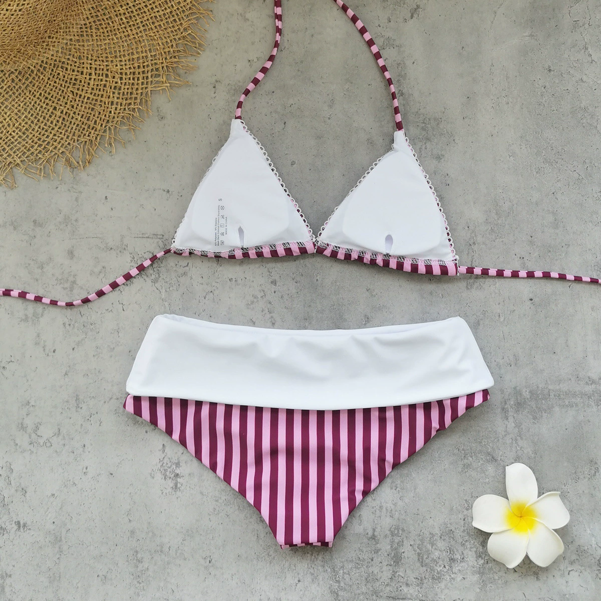 Women's Two-Piece Triangle Bikini Set with Fold-Over Bottom view 3