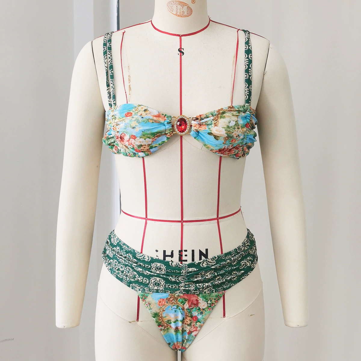 Two-Piece Bikini Set with Bandeau Top and V-Cut Bottoms view 3