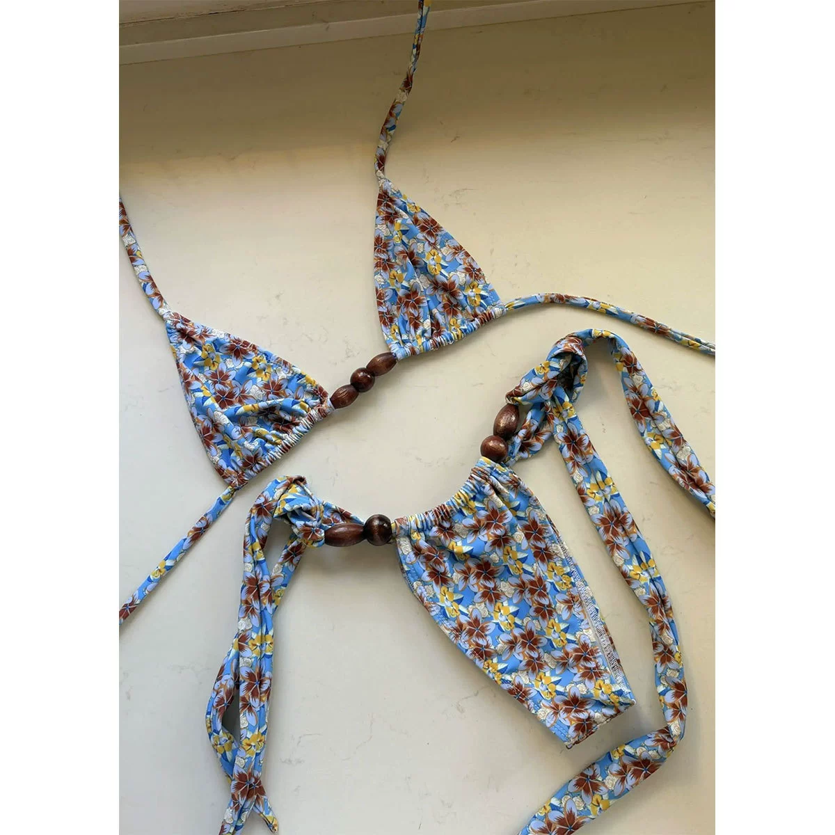 Two-Piece Bikini Set with Triangle Cups and Side Tie Bottoms