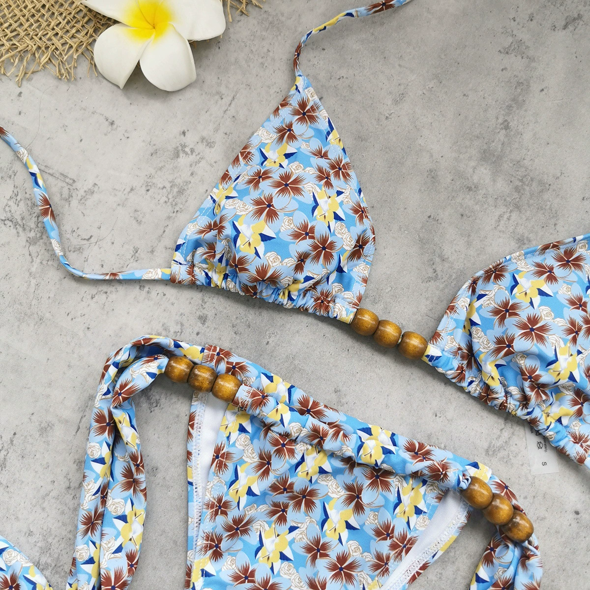 Two-Piece Bikini Set with Triangle Cups and Side Tie Bottoms view 3