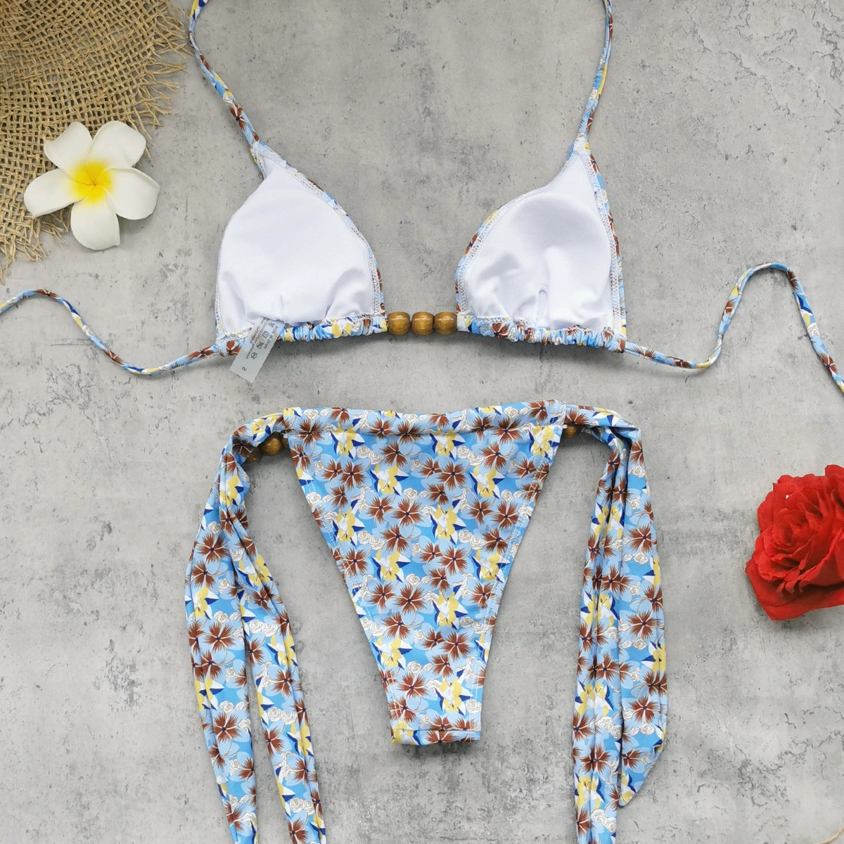 Two-Piece Bikini Set with Triangle Cups and Side Tie Bottoms view 4