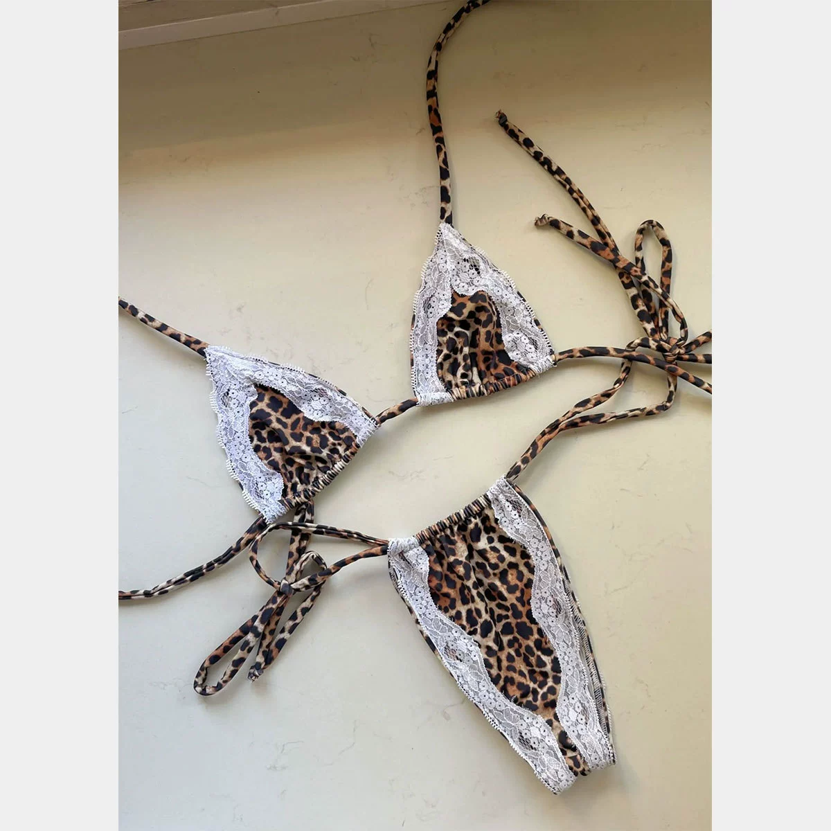 Two-Piece Halter Triangle Bikini Set with Side-Tie Bottom